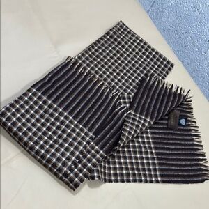 NWOT 100% wool Men's Brown Checkered Scarf by barini​​​